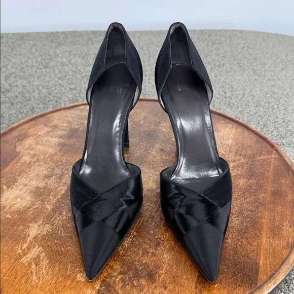Vera Wang Stuart Weitzman Shoes Wm 7.5M Black Heels Evening Holiday D'Orsay - Picture 3 of 14